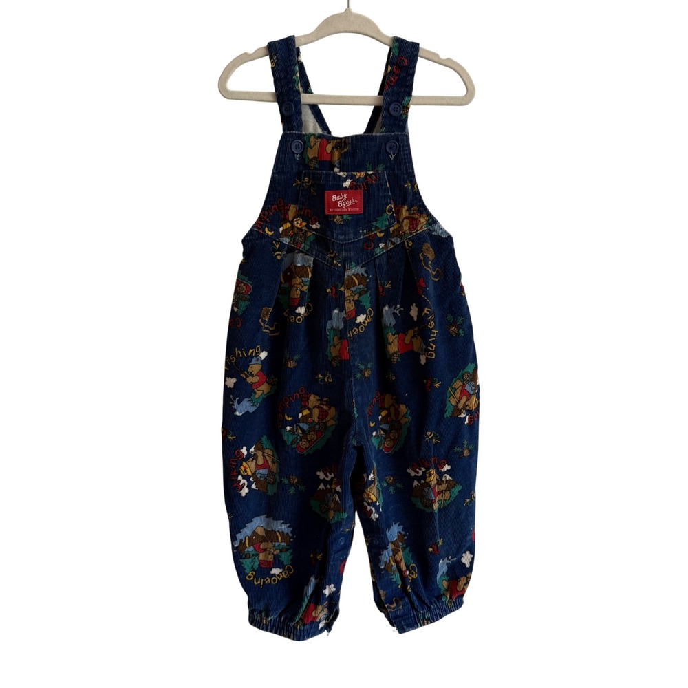 Baby B'gosh by Oshkosh vintage camping corduroy overalls 18 month boy fishing